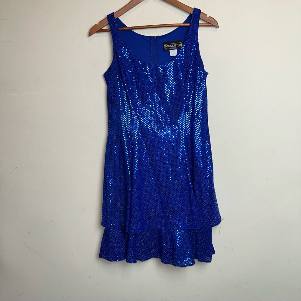 Vintage Filigree LTD Collection Sequins Layered Dress Sleeveless SZ 8 Style 4876
